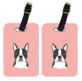Checkerboard Pink Boston Terrier Luggage Tag