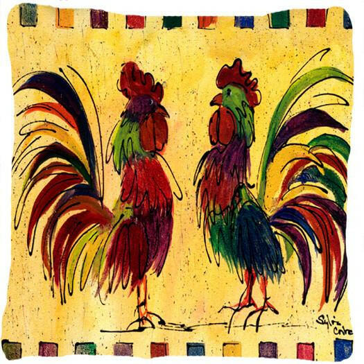 Bird - Rooster Decorative Throw Pillow 14x14 Indoor Outdoor Accent Cushion, Fabric Cover with Insert for Sofa, Bed, Porch & Living Room