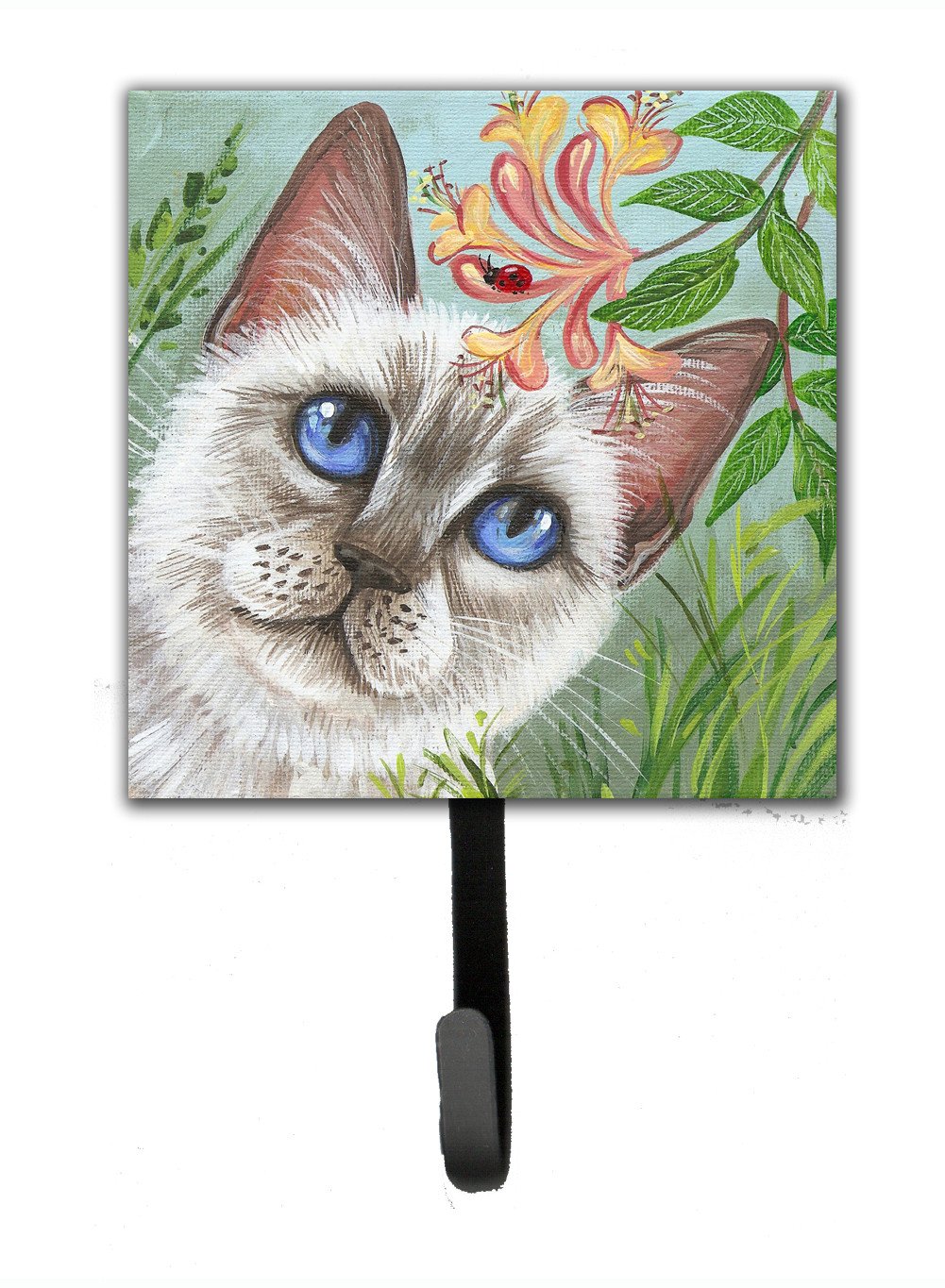White Cat Saphire Eyes Leash or Key Holder Wall Hooks, Key Hooks Holder, Coat Rack Wall Mount, Coat Hooks, Hooks for Hanging Keys, Towels, Aprons, Leashes