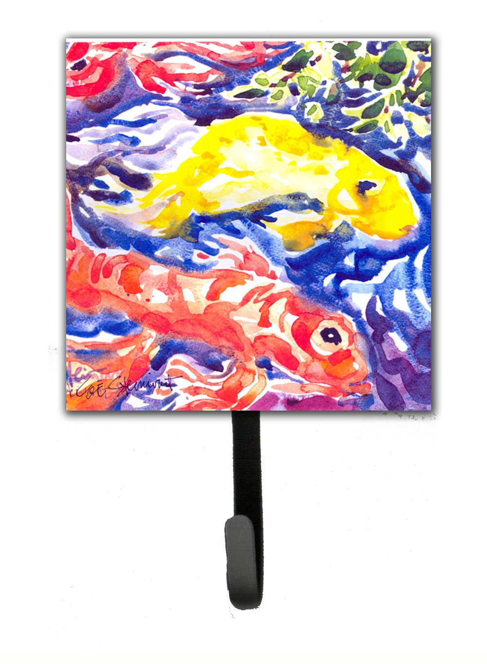 Fish - Koi in the pond Leash or Key Holder Wall Hooks, Key Hooks Holder, Coat Rack Wall Mount, Coat Hooks, Hooks for Hanging Keys, Towels, Aprons, Leashes
