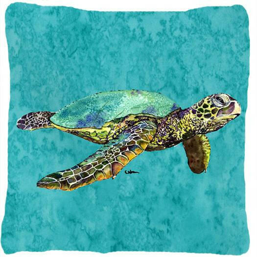 Turtle Decorative Throw Pillow 14x14 Indoor Outdoor Accent Cushion, Fabric Cover with Insert for Sofa, Bed, Porch & Living Room
