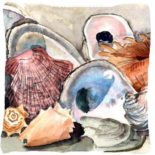 Sea Shells Decorative Throw Pillow 14x14 Indoor Outdoor Accent Cushion, Fabric Cover with Insert for Sofa, Bed, Porch & Living Room