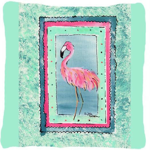 Bird - Flamingo Decorative Throw Pillow 14x14 Indoor Outdoor Accent Cushion, Fabric Cover with Insert for Sofa, Bed, Porch & Living Room