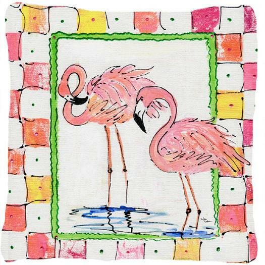 Bird - Flamingo Decorative Throw Pillow 14x14 Indoor Outdoor Accent Cushion, Fabric Cover with Insert for Sofa, Bed, Porch & Living Room