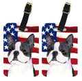 USA American Flag with Boston Terrier Luggage Tag
