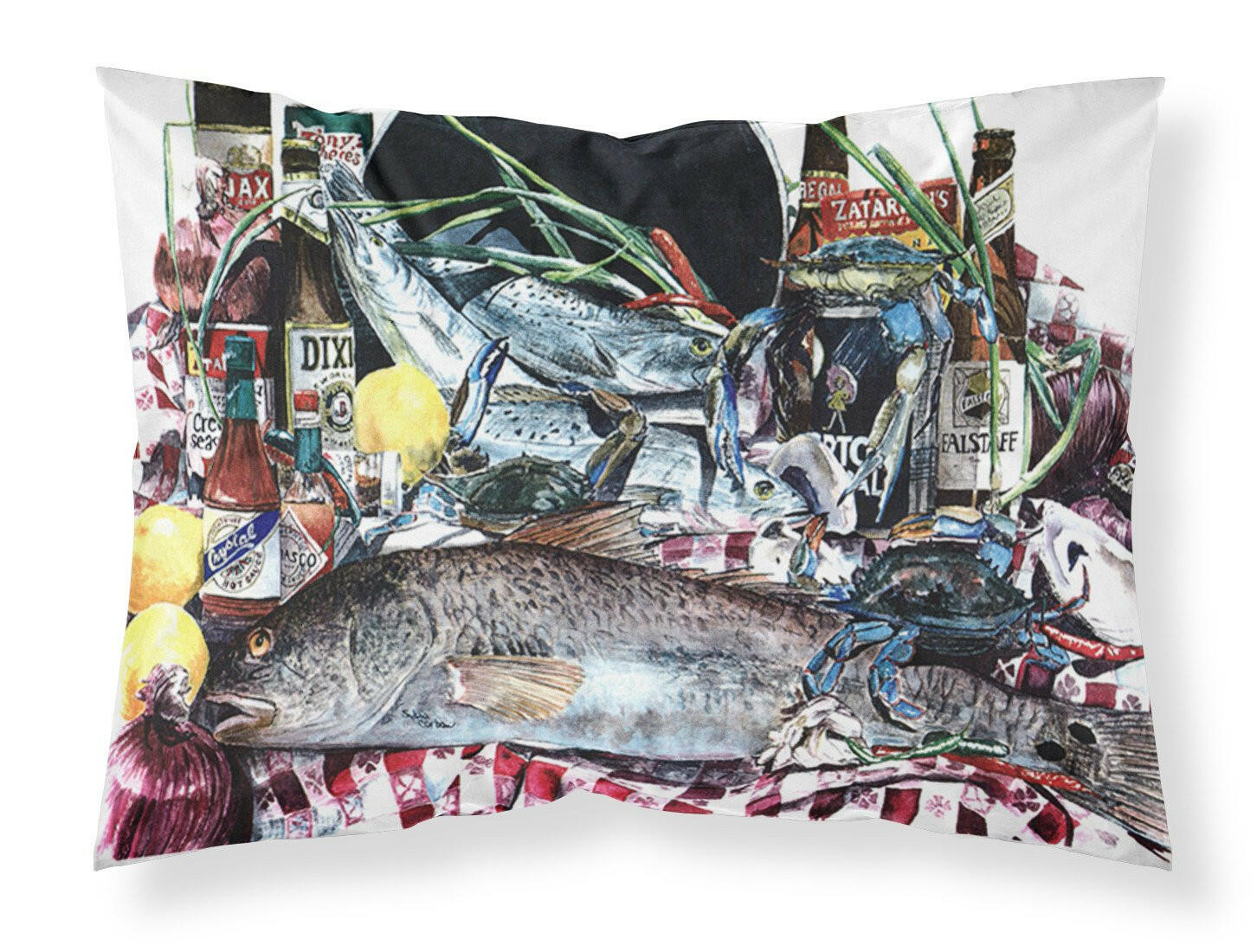 Fish and Beers from New Orleans Standard Pillowcase Lightweight Super Soft Easy Care Decorative Artwork Pillowcase, Standard