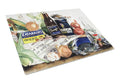 Barq's, Crabs, and spices Cutting Board Tempered Glass Kitchen Cutting Surface, Heat Resistant Chopping, Non-Slip Feet, Food Prep & Serving