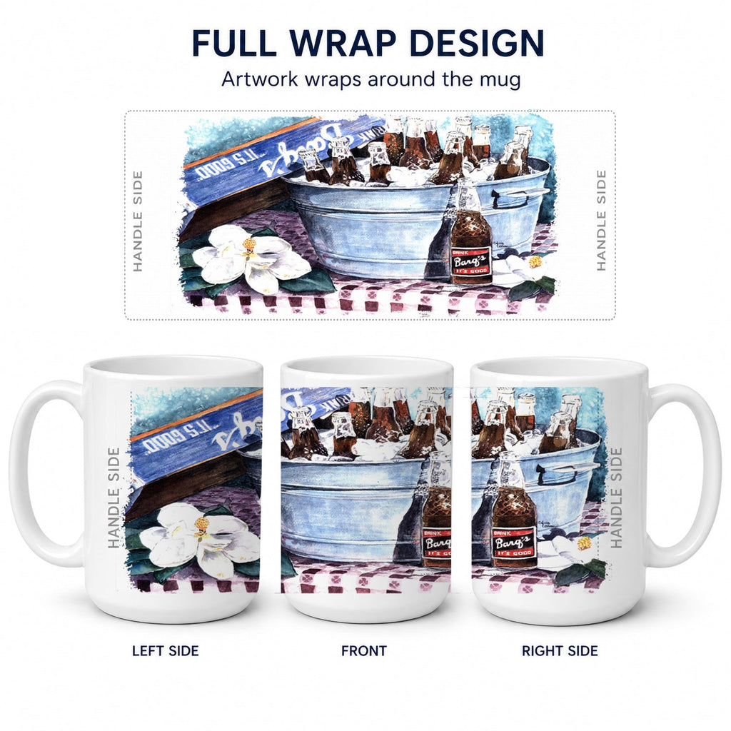 Barq's and old washtub Ceramic Coffee Mug 15 oz Decorative Large C Handle Mug Cup for Tea, Cocoa Hot Chocolate
