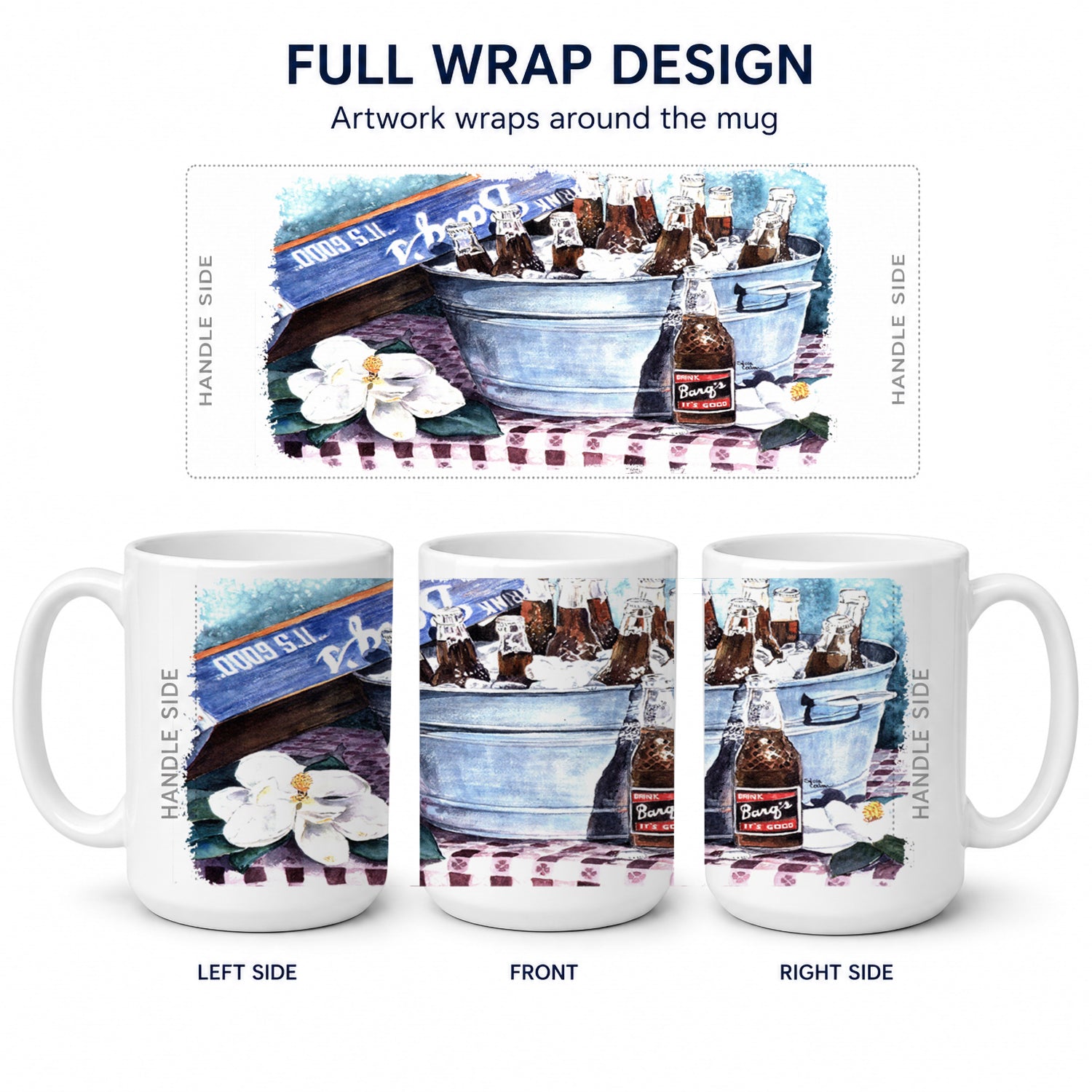 Barq's and old washtub Ceramic Coffee Mug 15 oz Decorative Large C Handle Mug Cup for Tea, Cocoa Hot Chocolate