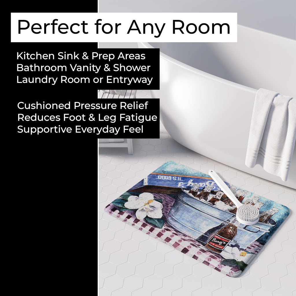 Barq's and old washtub Memory Foam Kitchen Mat Machine Washable Anti-Fatigue Cushion Comfort Bath or Kitchen Rug