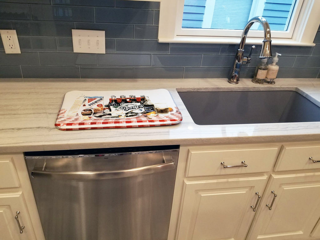Barq's oysters Dish Drying Mat Absorbent Dish Drying Mat Pad for Kitchen Counter Dish Drainer Mat for Countertop, 14 x 21", Multicolor
