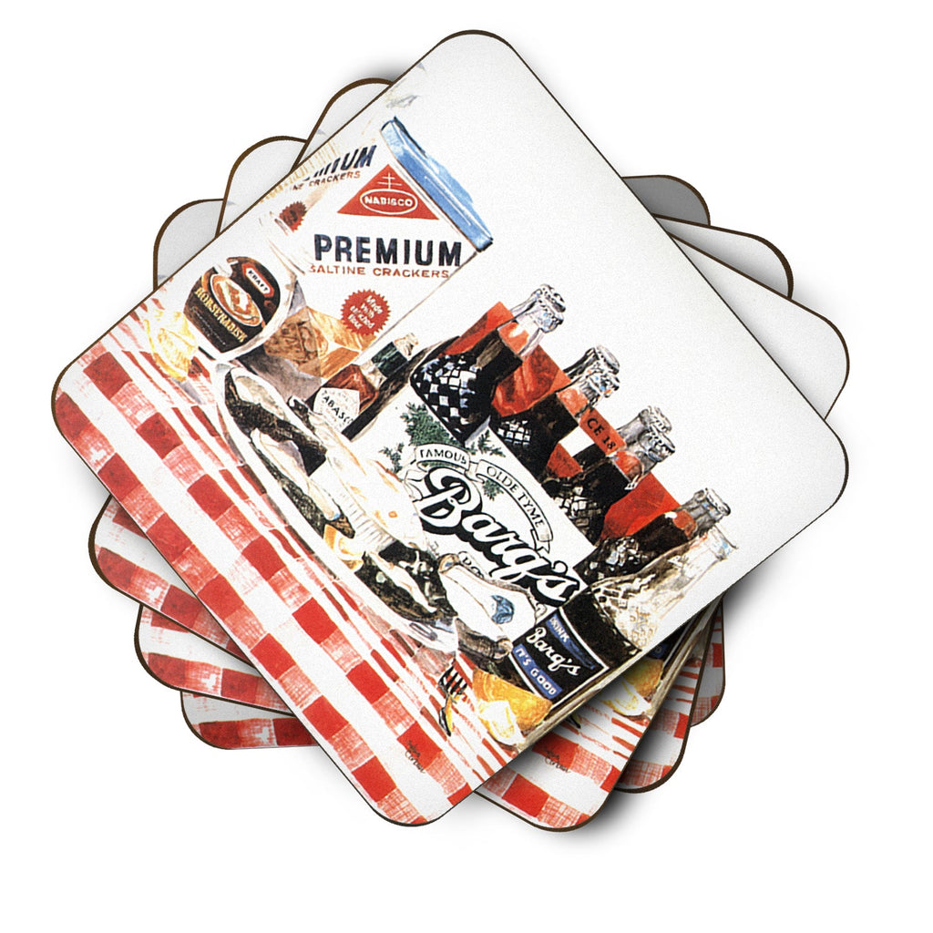 Barq's oysters Foam Coasters Set of 4 Cup Coasters for Indoor Outdoor, Tabletop Protection, Anti Slip, Mouse pad Material