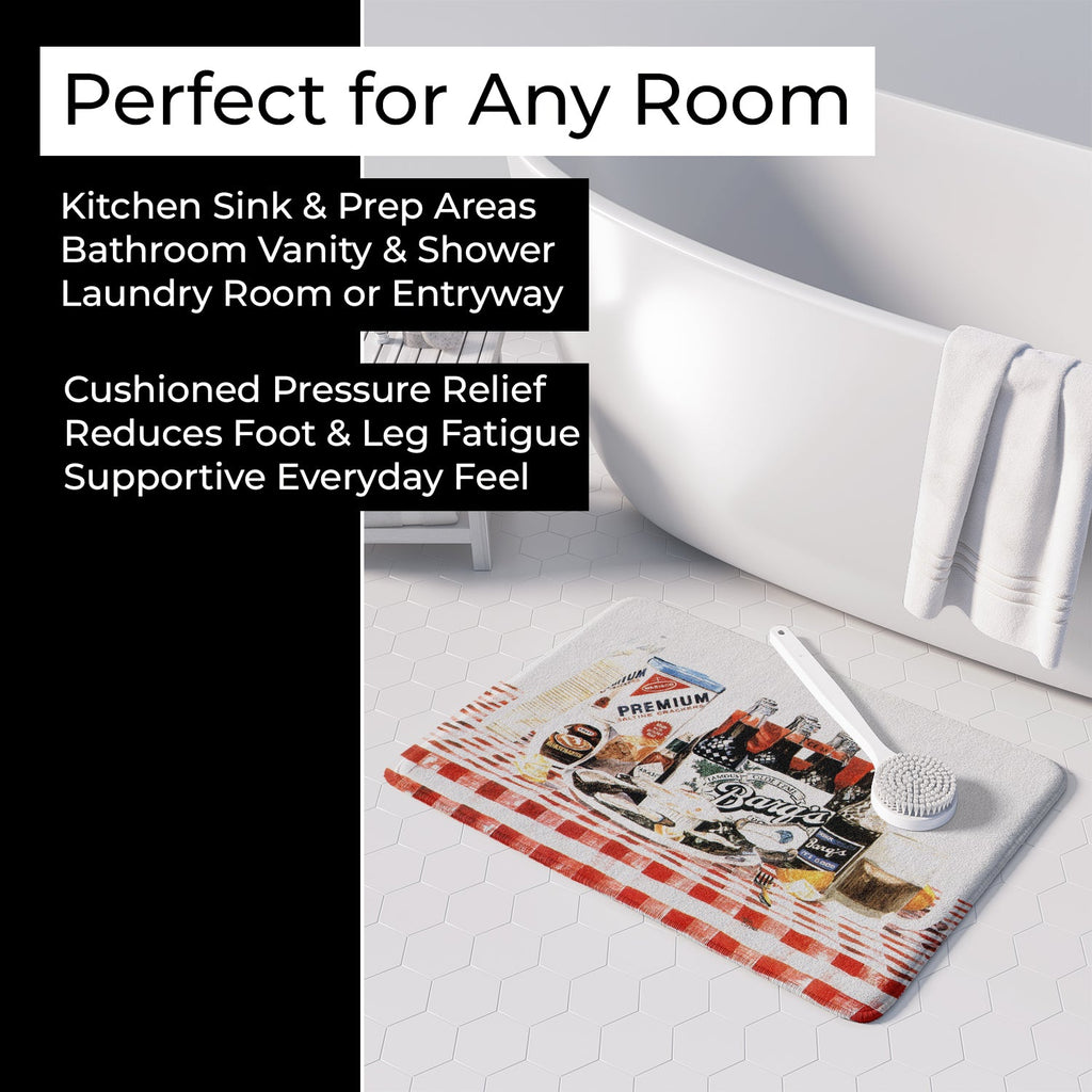 Barq's oysters Memory Foam Kitchen Mat Machine Washable Anti-Fatigue Cushion Comfort Bath or Kitchen Rug