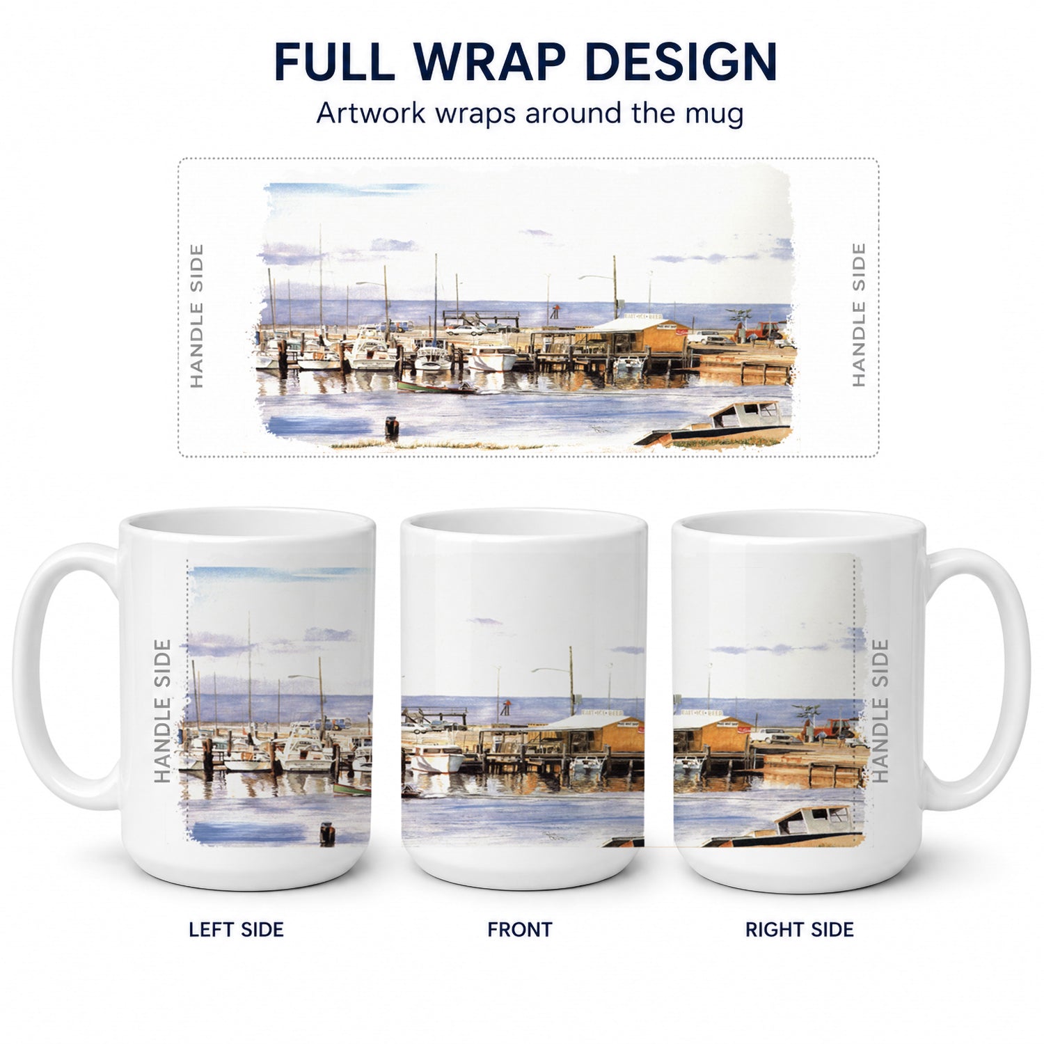 Pass Bait Shop Ceramic Coffee Mug 15 oz Decorative Large C Handle Mug Cup for Tea, Cocoa Hot Chocolate