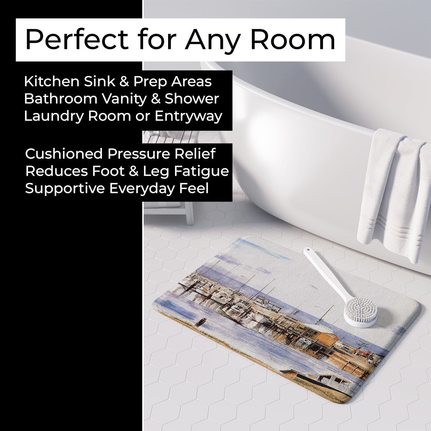 Pass Bait Shop Memory Foam Kitchen Mat Machine Washable Anti-Fatigue Cushion Comfort Bath or Kitchen Rug