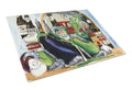 Eggplant and New Orleans Beers  Cutting Board Tempered Glass Kitchen Cutting Surface, Heat Resistant Chopping, Non-Slip Feet, Food Prep & Serving