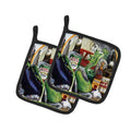 Eggplant and New Orleans Beers  Pot Holder Set of 2 Heat Resistant Quilted Hot Pads 7.5 x 7.5 Inch, Insulated Kitchen Trivets for Cooking & Baking