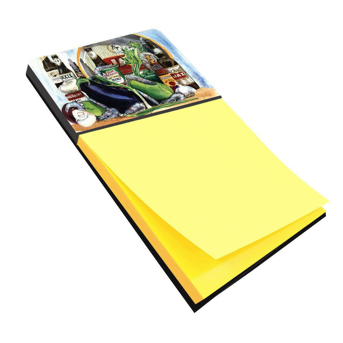 Eggplant and New Orleans Beers  Watercolor Sticky Note Holder Refillable Dispenser Desk Accessory 3x3 Pad Gift