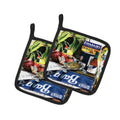 Crab in the Middle Pot Holder Set of 2 Heat Resistant Quilted Hot Pads 7.5 x 7.5 Inch, Insulated Kitchen Trivets for Cooking & Baking