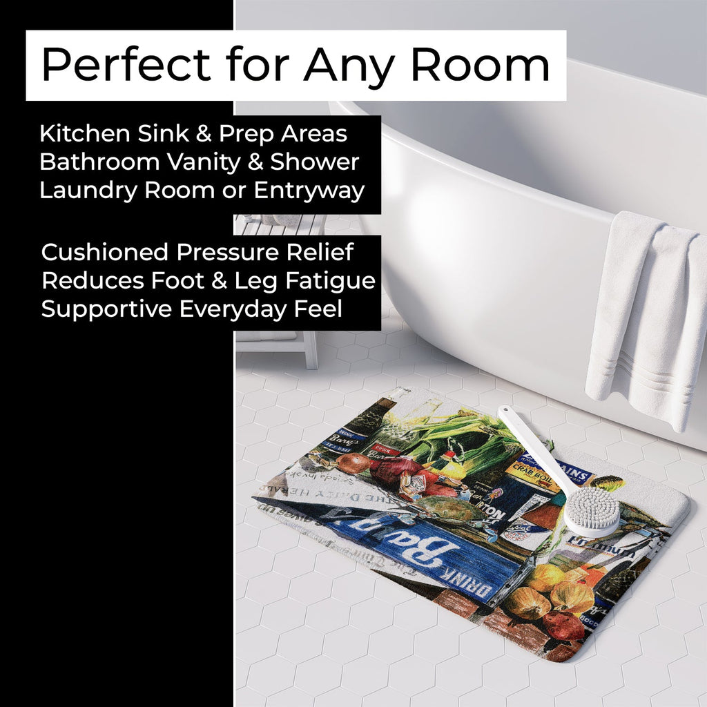 Crab in the Middle Memory Foam Kitchen Mat Machine Washable Anti-Fatigue Cushion Comfort Bath or Kitchen Rug