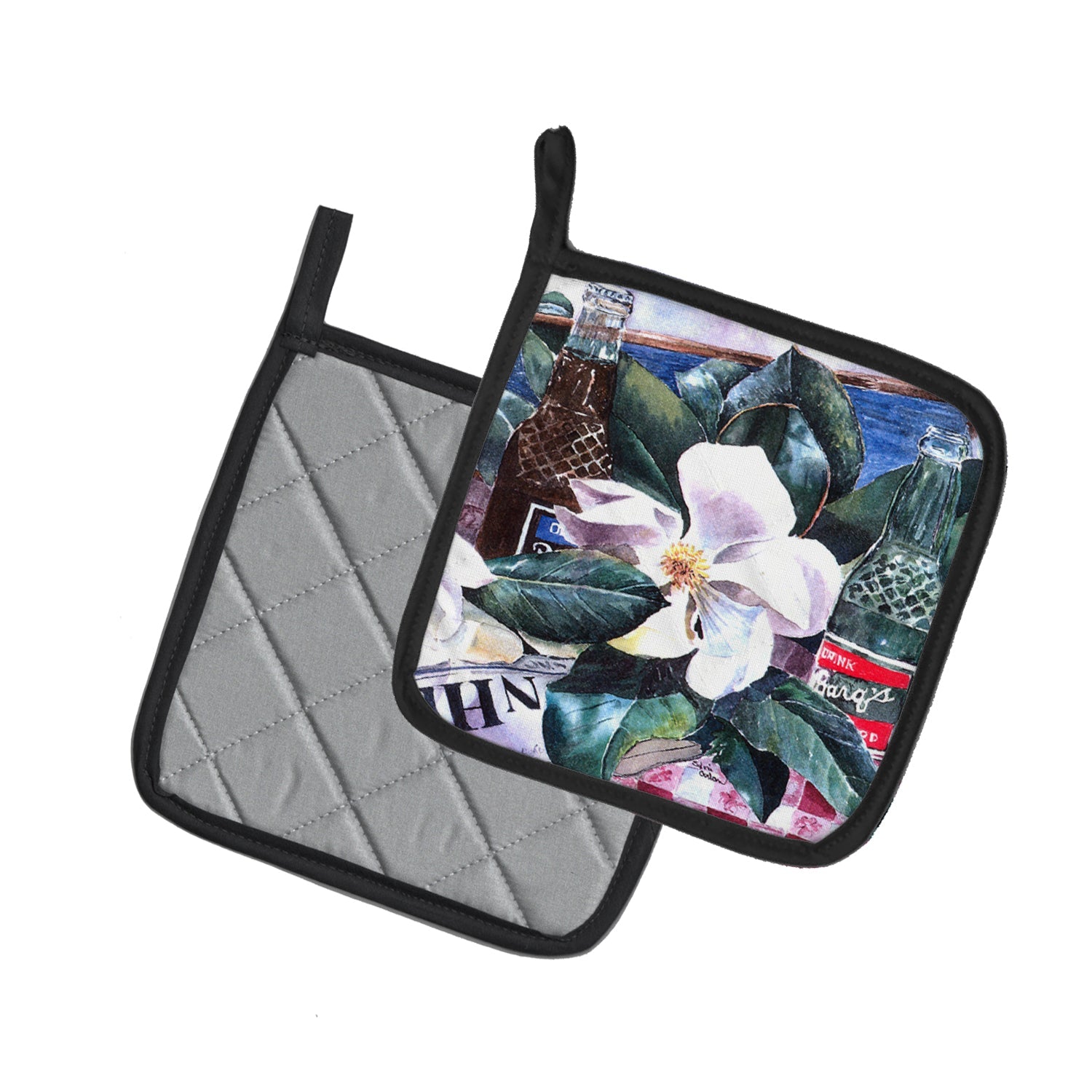 Barq's and Magnolia Pot Holder Set of 2 Heat Resistant Quilted Hot Pads 7.5 x 7.5 Inch, Insulated Kitchen Trivets for Cooking & Baking