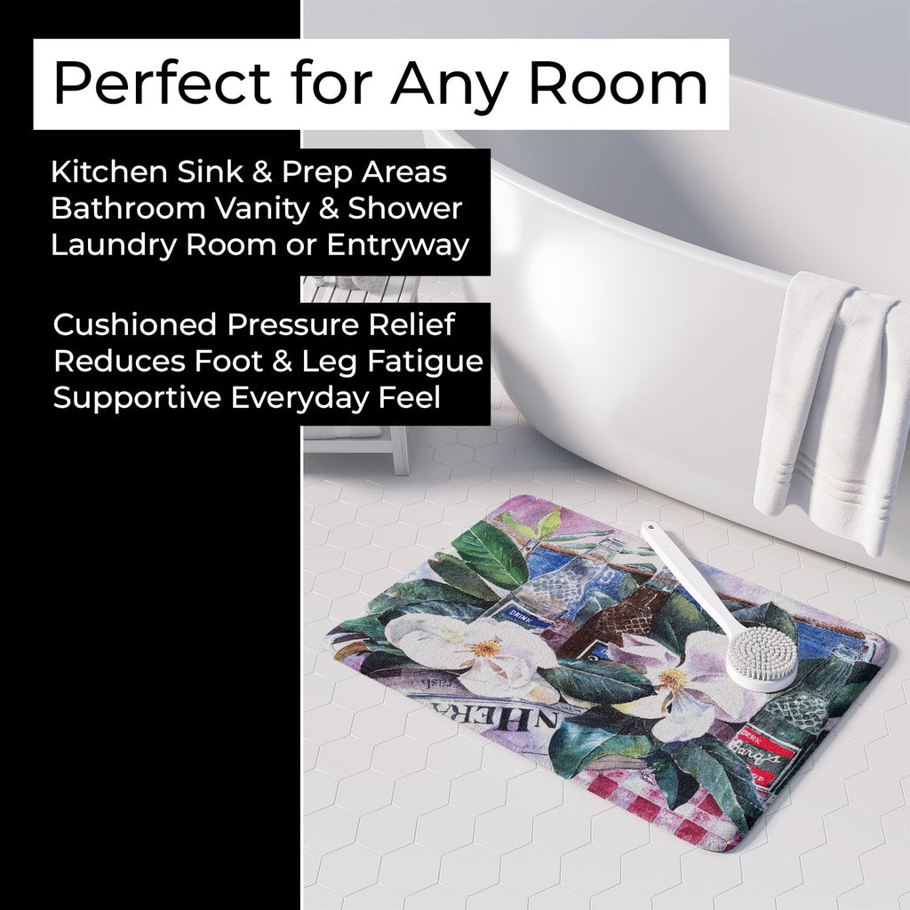 Barq's and Magnolia Memory Foam Kitchen Mat Machine Washable Anti-Fatigue Cushion Comfort Bath or Kitchen Rug