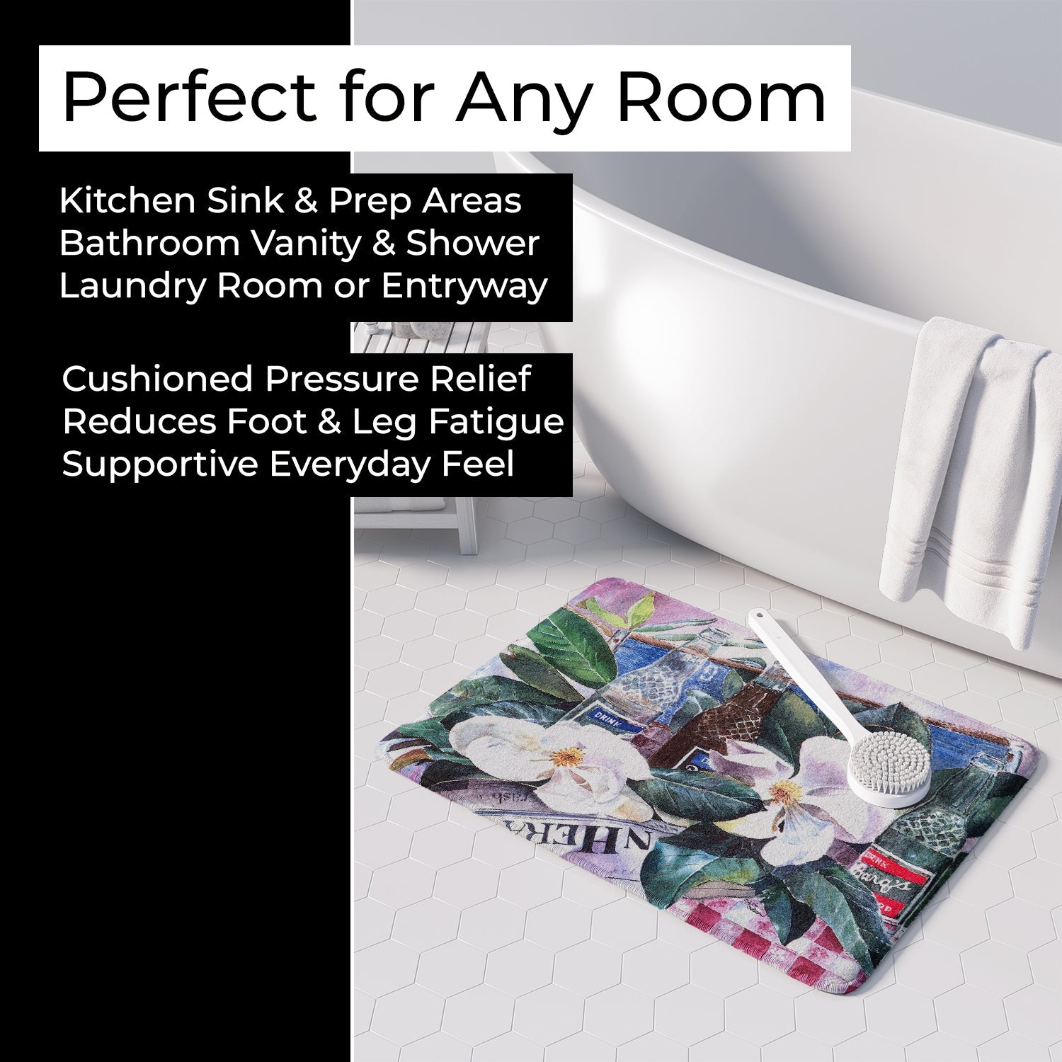 Barq's and Magnolia Memory Foam Kitchen Mat Machine Washable Anti-Fatigue Cushion Comfort Bath or Kitchen Rug