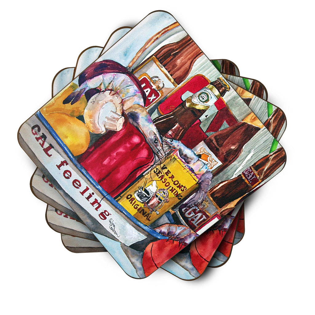 Veron's and New Orleans Beers Foam Coasters Set of 4 Cup Coasters for Indoor Outdoor, Tabletop Protection, Anti Slip, Mouse pad Material
