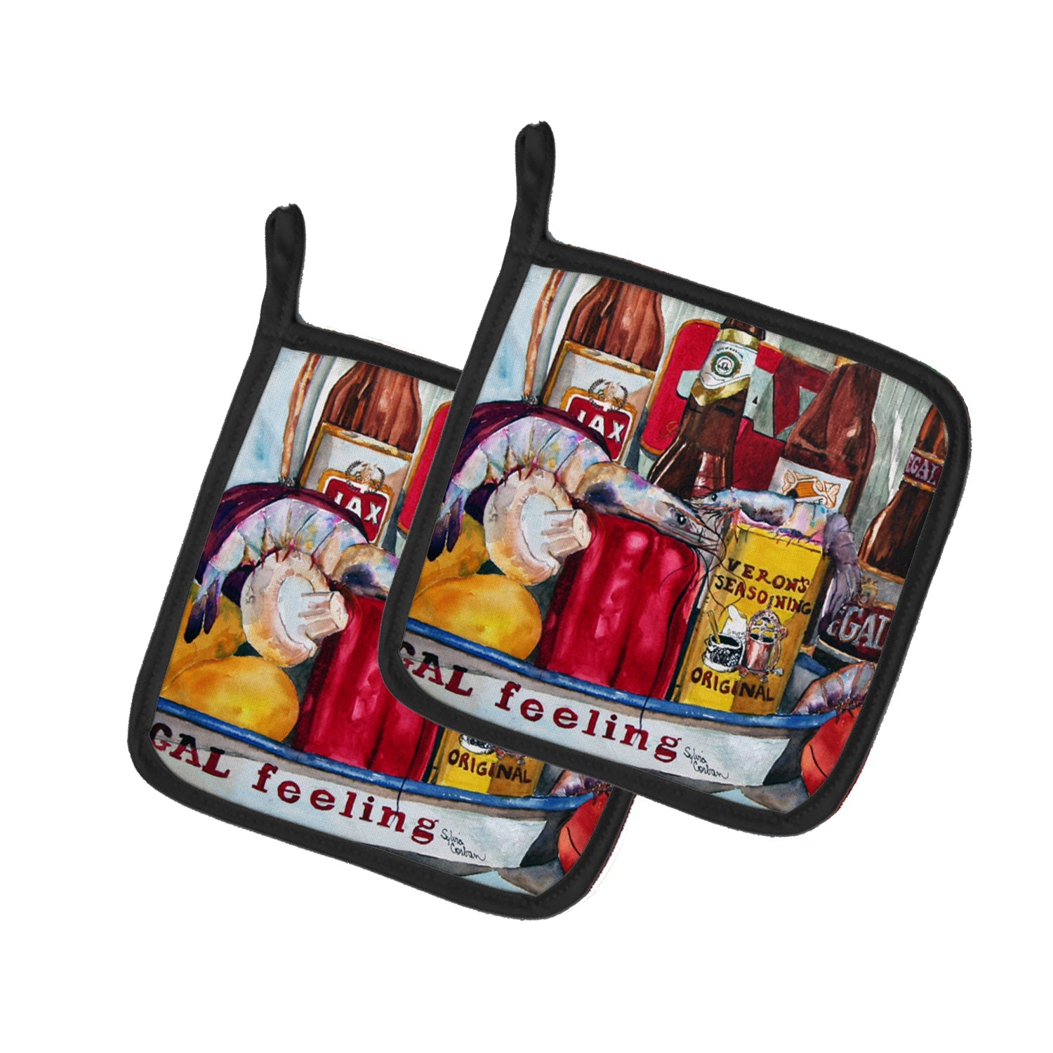 Veron's and New Orleans Beers Pot Holder Set of 2 Heat Resistant Quilted Hot Pads 7.5 x 7.5 Inch, Insulated Kitchen Trivets for Cooking & Baking