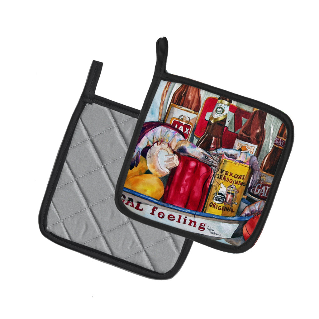 Veron's and New Orleans Beers Pot Holder Set of 2 Heat Resistant Quilted Hot Pads 7.5 x 7.5 Inch, Insulated Kitchen Trivets for Cooking & Baking