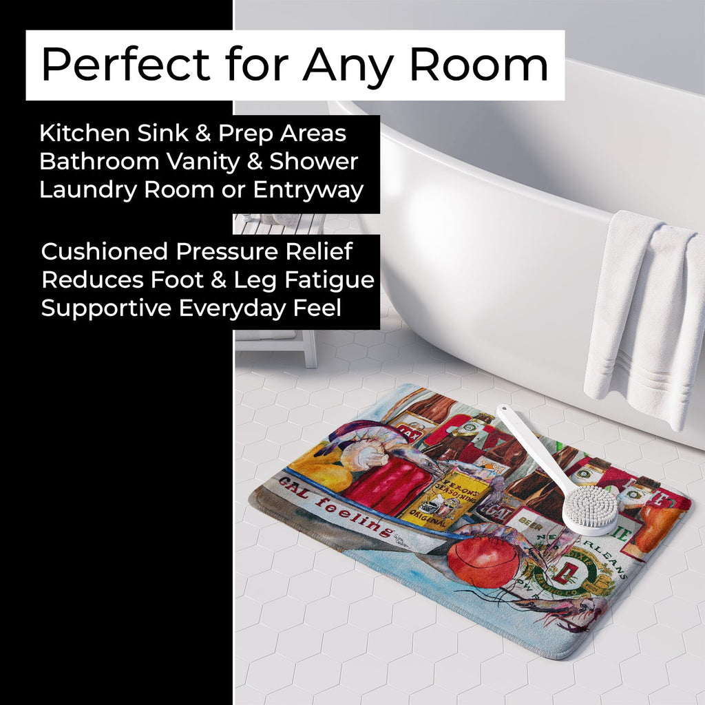 Veron's and New Orleans Beers Memory Foam Kitchen Mat Machine Washable Anti-Fatigue Cushion Comfort Bath or Kitchen Rug