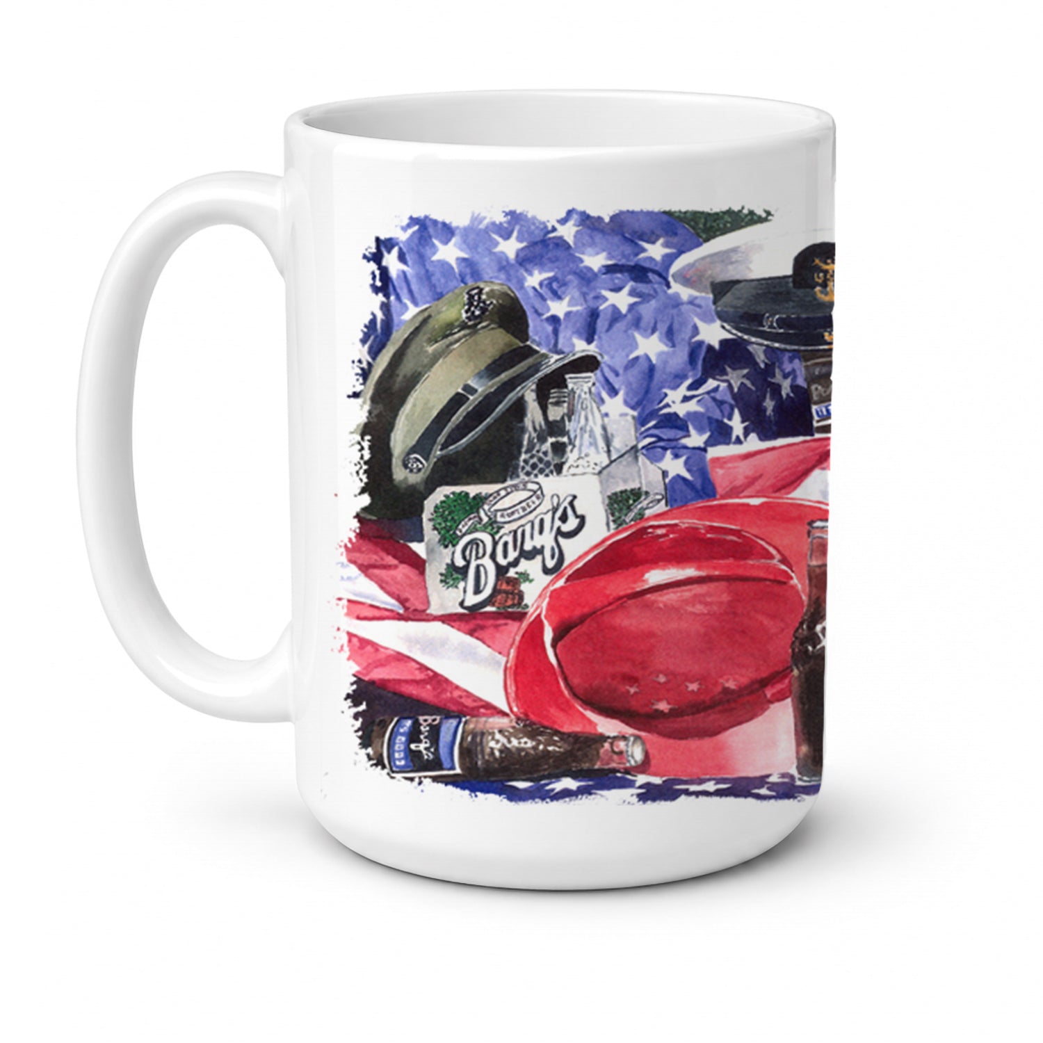Barq's and Armed Forces Ceramic Coffee Mug 15 oz Decorative Large C Handle Mug Cup for Tea, Cocoa Hot Chocolate