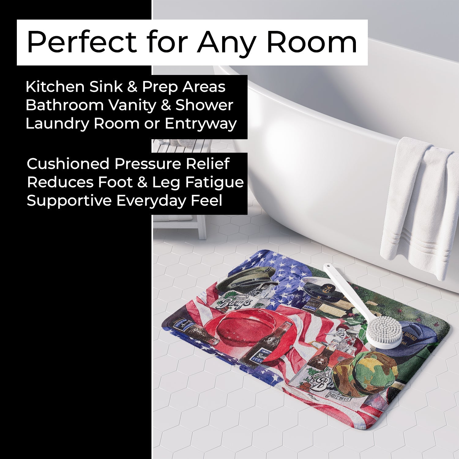 Barq's and Armed Forces Memory Foam Kitchen Mat Machine Washable Anti-Fatigue Cushion Comfort Bath or Kitchen Rug