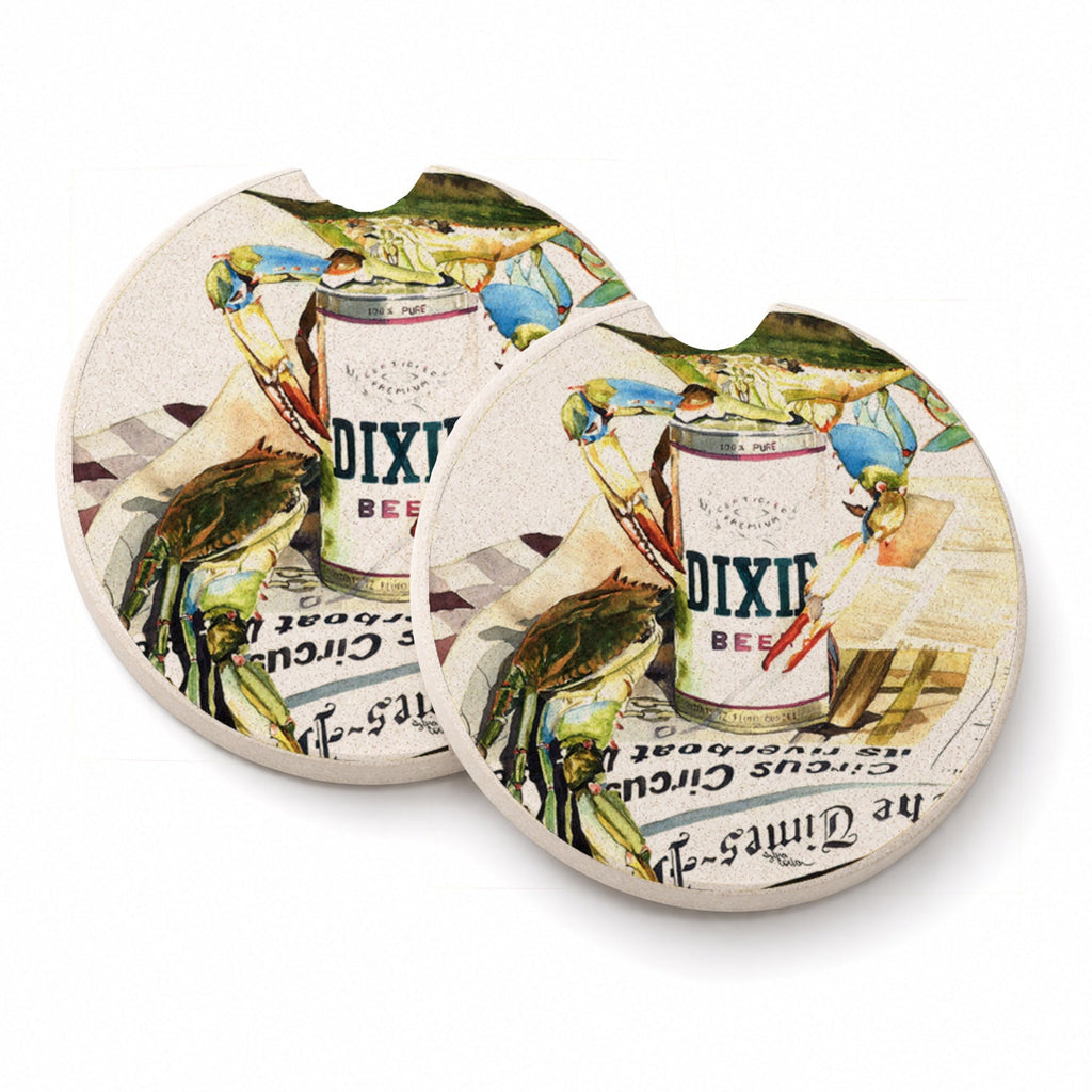 Dixie Beer Set of 2 Cup Holder Car Coasters Absorbent Round Sandstone Coasters Gifts for Men or Women, 2.5, Multicolor