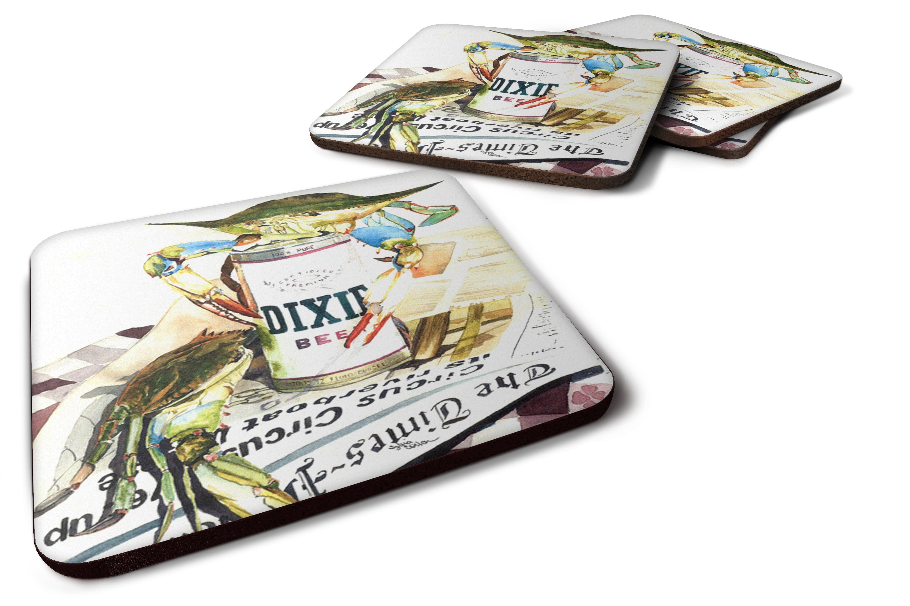 Dixie Beer Foam Coasters Set of 4 Cup Coasters for Indoor Outdoor, Tabletop Protection, Anti Slip, Mouse pad Material