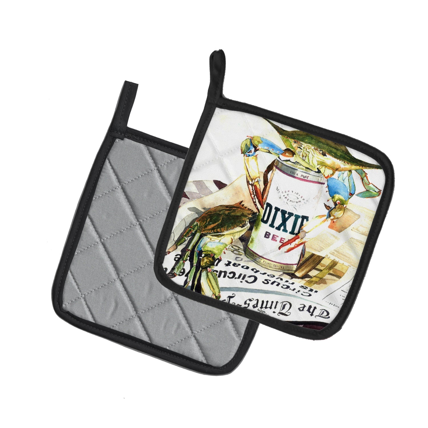 Dixie Beer Pot Holder Set of 2 Heat Resistant Quilted Hot Pads 7.5 x 7.5 Inch, Insulated Kitchen Trivets for Cooking & Baking
