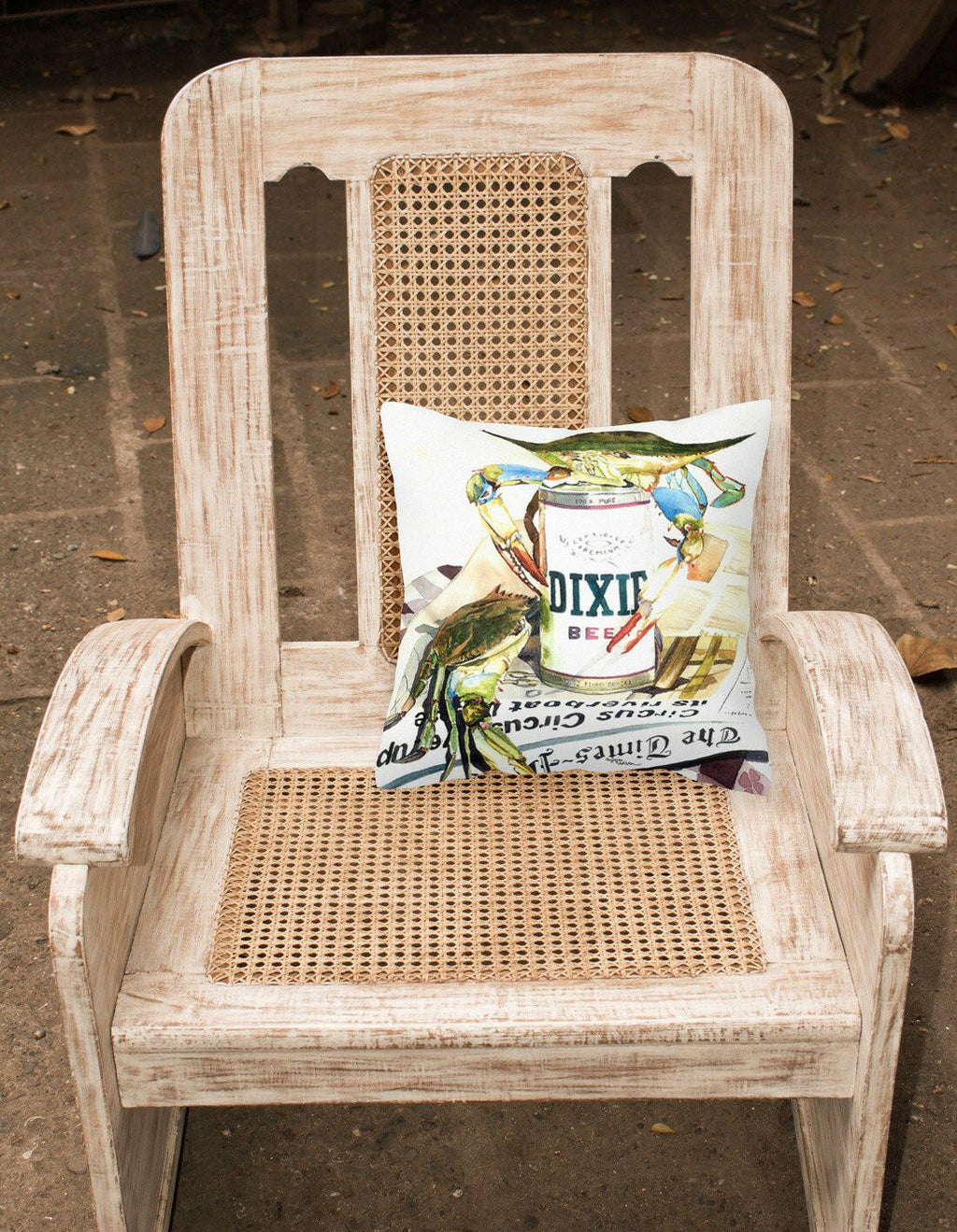 Dixie Beer Decorative Throw Pillow 14x14 Indoor Outdoor Accent Cushion, Fabric Cover with Insert for Sofa, Bed, Porch & Living Room