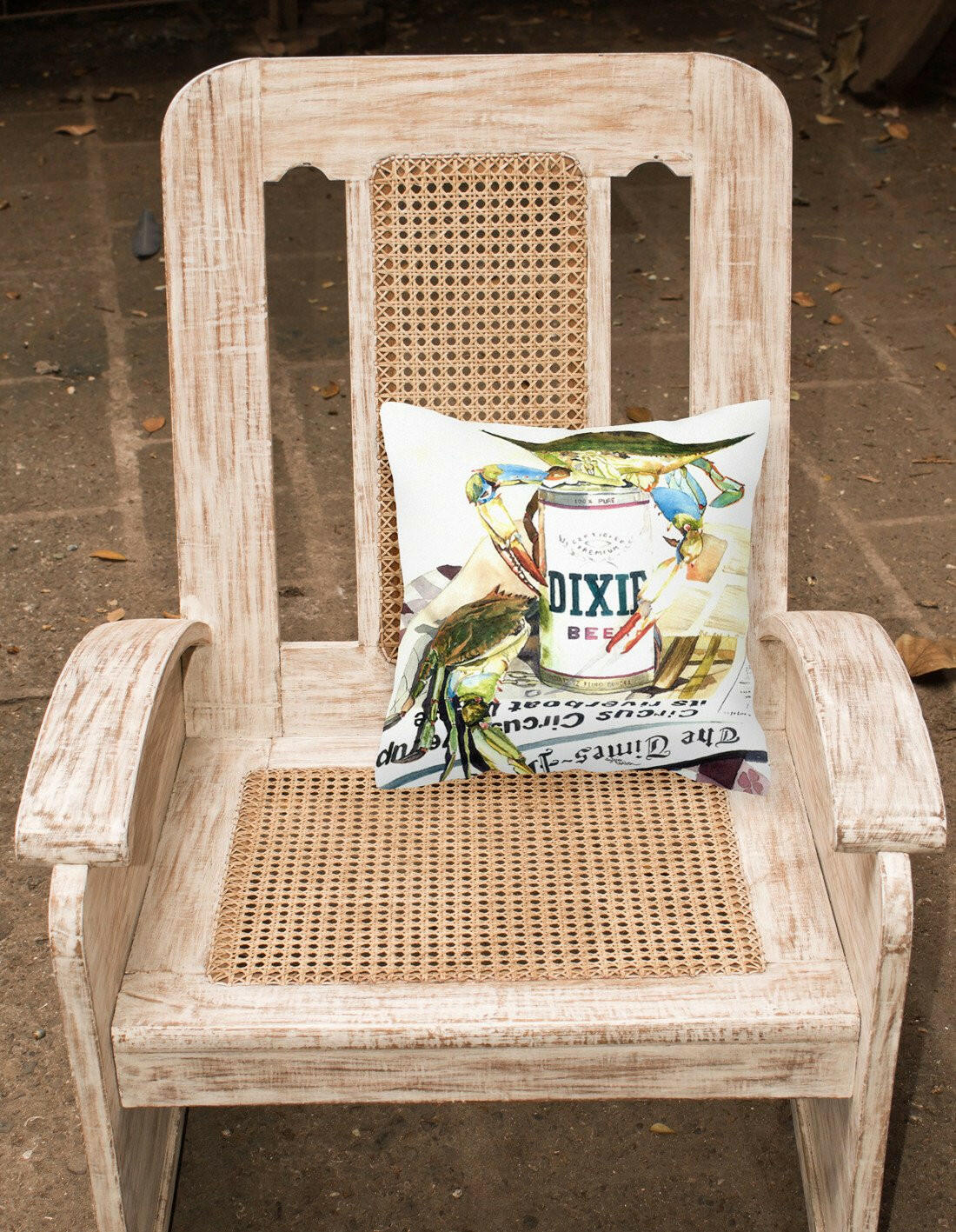 Dixie Beer Decorative Throw Pillow 14x14 Indoor Outdoor Accent Cushion, Fabric Cover with Insert for Sofa, Bed, Porch & Living Room