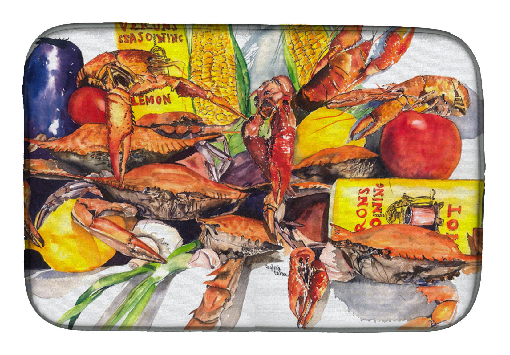Veron's and Crabs Dish Drying Mat Absorbent Dish Drying Mat Pad for Kitchen Counter Dish Drainer Mat for Countertop, 14 x 21", Multicolor