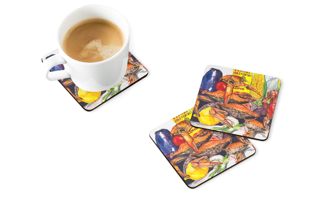 Veron's and Crabs Foam Coasters Set of 4 Cup Coasters for Indoor Outdoor, Tabletop Protection, Anti Slip, Mouse pad Material