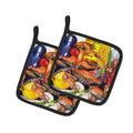 Veron's and Crabs Pot Holder Set of 2 Heat Resistant Quilted Hot Pads 7.5 x 7.5 Inch, Insulated Kitchen Trivets for Cooking & Baking