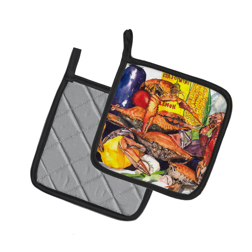Veron's and Crabs Pot Holder Set of 2 Heat Resistant Quilted Hot Pads 7.5 x 7.5 Inch, Insulated Kitchen Trivets for Cooking & Baking