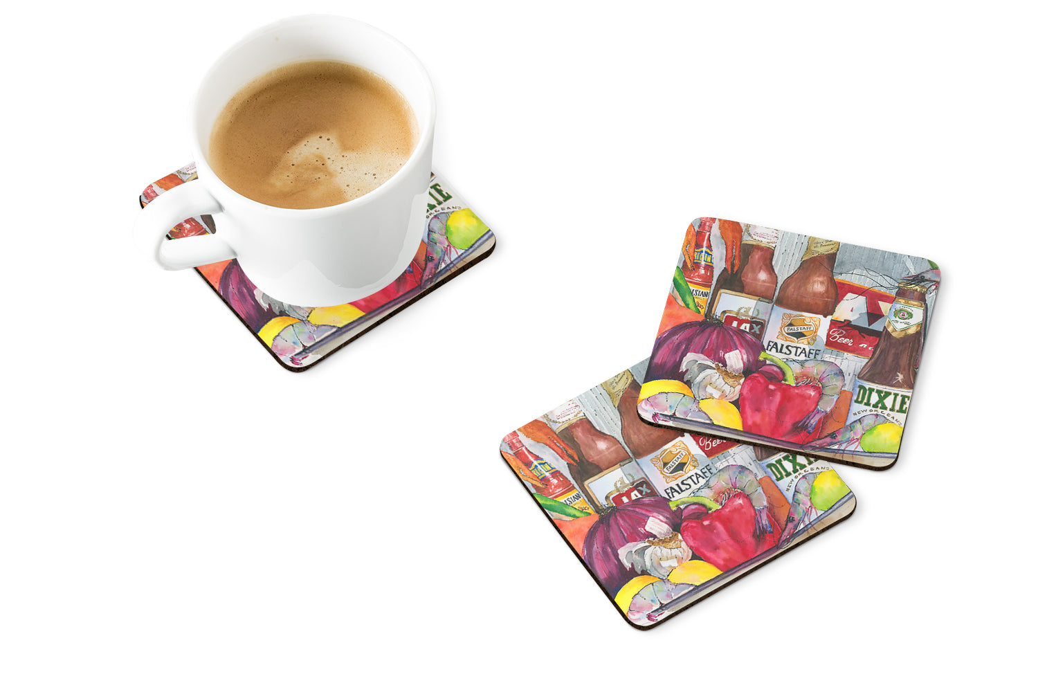 New Orleans Beers and Spices Foam Coasters Set of 4 Cup Coasters for Indoor Outdoor, Tabletop Protection, Anti Slip, Mouse pad Material