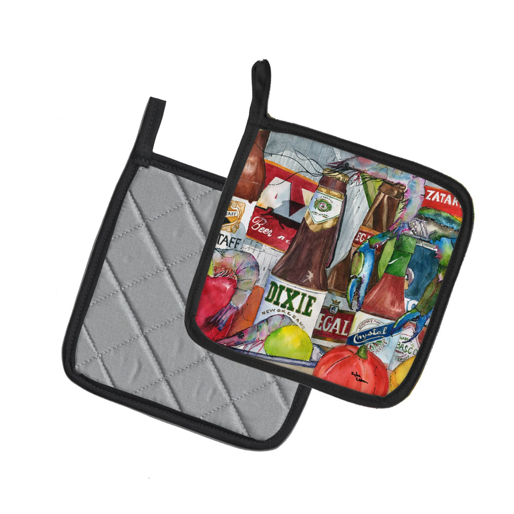 New Orleans Beers and Spices Pot Holder Set of 2 Heat Resistant Quilted Hot Pads 7.5 x 7.5 Inch, Insulated Kitchen Trivets for Cooking & Baking