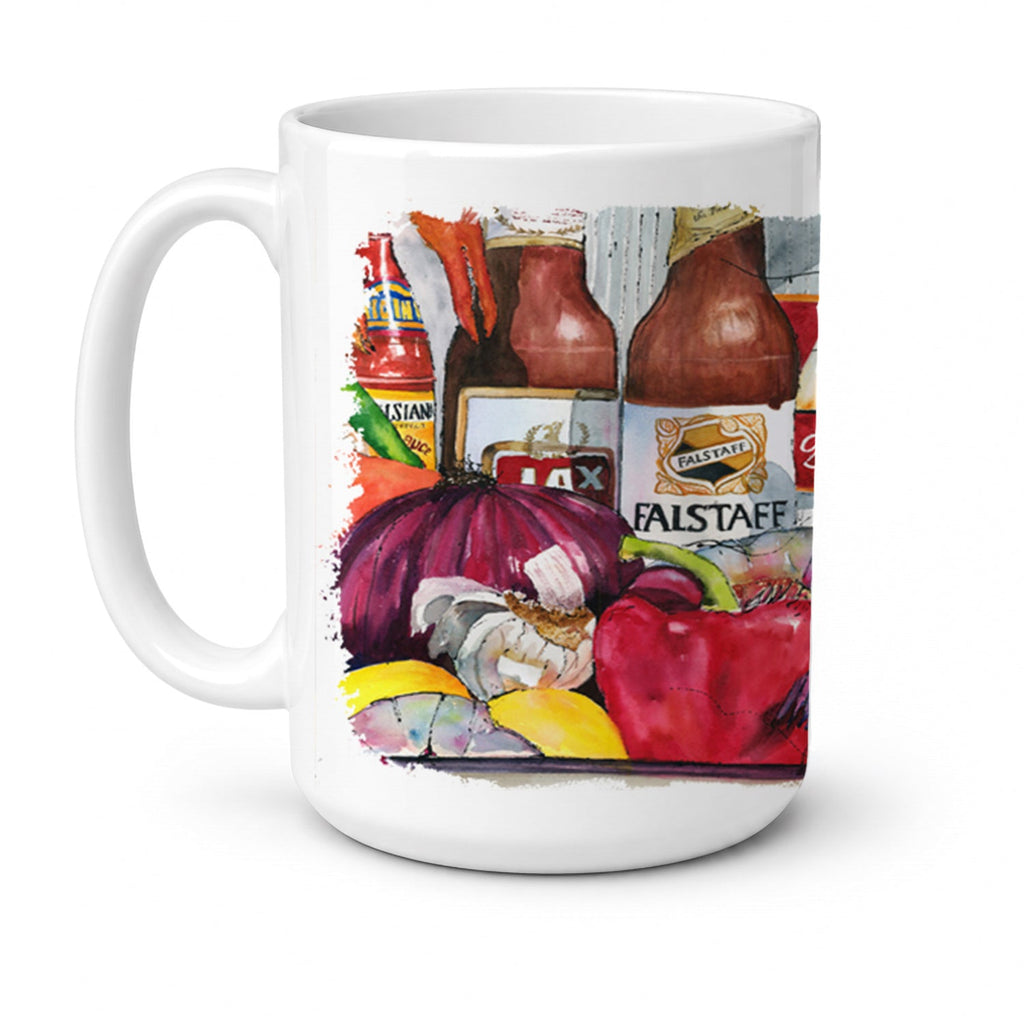 New Orleans Beers and Spices Ceramic Coffee Mug 15 oz Decorative Large C Handle Mug Cup for Tea, Cocoa Hot Chocolate