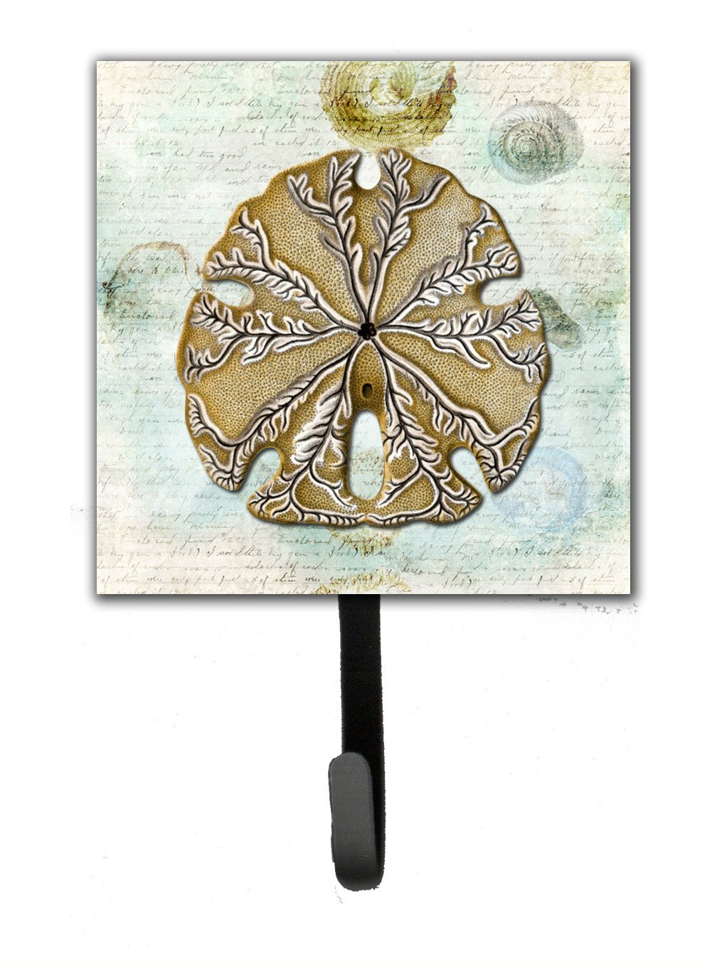 Beach Gold Sand Dollar #2 Leash or Key Holder Wall Hooks, Key Hooks Holder, Coat Rack Wall Mount, Coat Hooks, Hooks for Hanging Keys, Towels, Aprons, Leashes