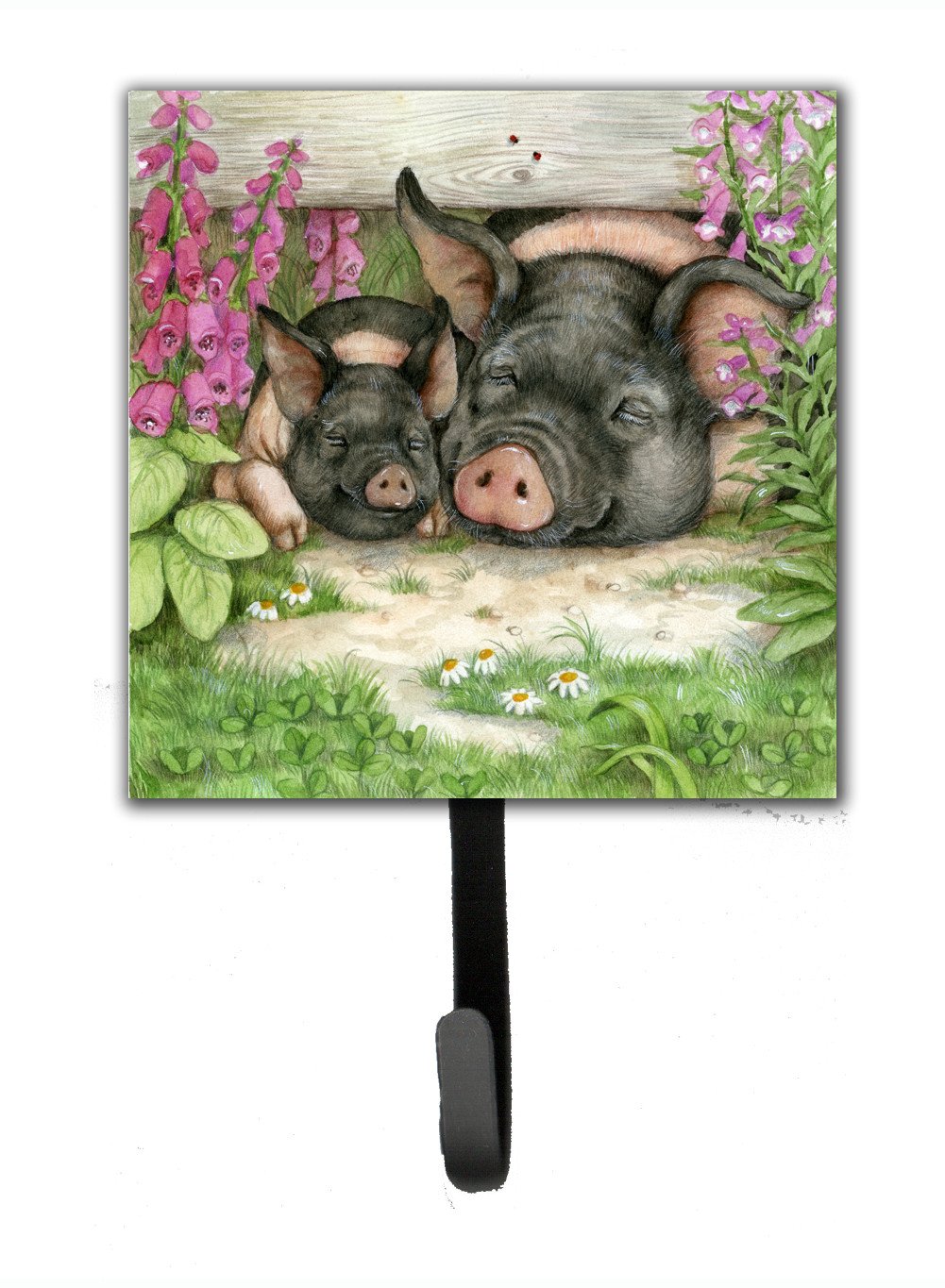 Pigs Under The Fence by Debbie Cook Leash or Key Holder Wall Hooks, Key Hooks Holder, Coat Rack Wall Mount, Coat Hooks, Hooks for Hanging Keys, Towels, Aprons, Leashes