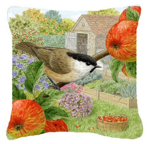 Coal Tits Apple Picker Decorative Throw Pillow 14x14 Indoor Outdoor Accent Cushion, Fabric Cover with Insert for Sofa, Bed, Porch & Living Room