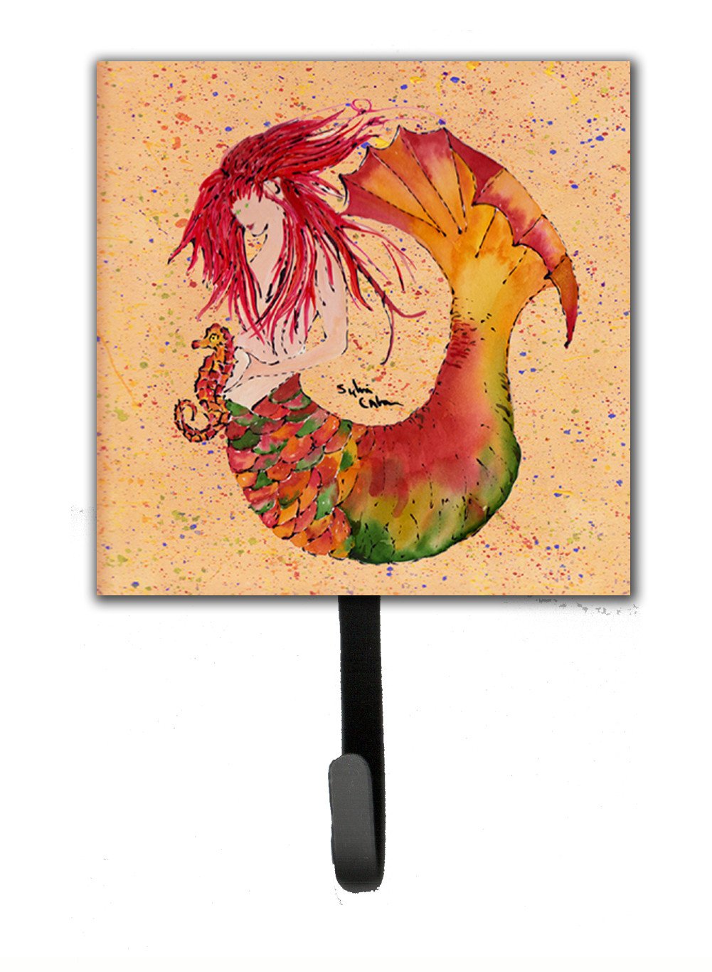 Red Headed Ginger Mermaid on Coral Leash or Key Holder Wall Hooks, Key Hooks Holder, Coat Rack Wall Mount, Coat Hooks, Hooks for Hanging Keys, Towels, Aprons, Leashes