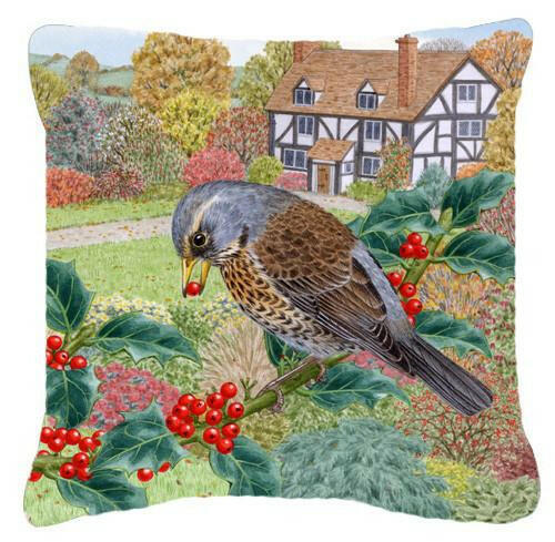 Fieldfare by Sarah Adams Decorative Throw Pillow 14x14 Indoor Outdoor Accent Cushion, Fabric Cover with Insert for Sofa, Bed, Porch & Living Room